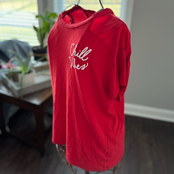 PINK Victoria’s Secret Red Chill Vibes Shirt Medium - Picture 4 of 11